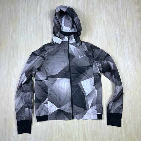 Nike Shield Flash Convertible Hooded Printed Running Windbreaker Jacket Small - Picture 1 of 16